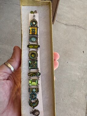 Firefly Bracelet in Olive greens & Turquoise Crystal Bracelet
